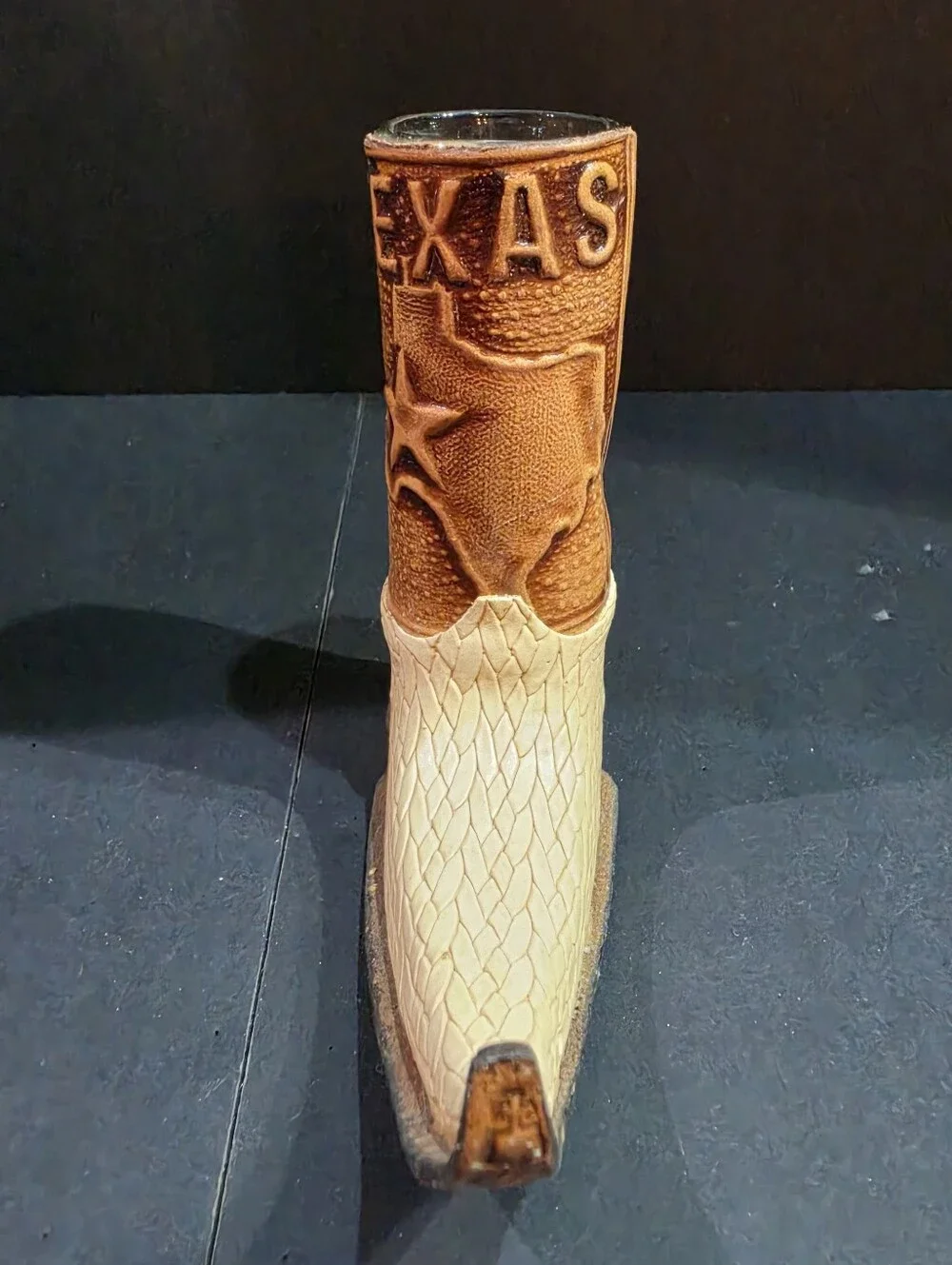 Texas Tooled Leather Mini Boot Shot Glass